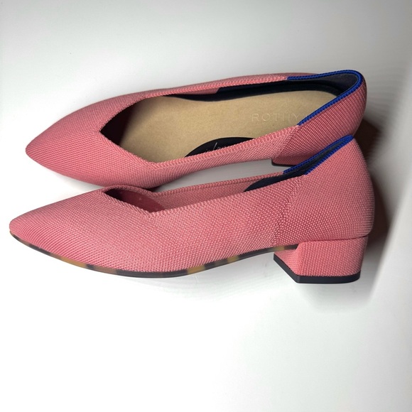 Rothy’s Women’s The High Point Tulip Pink Knit Block Heel Washable Size- 8.5 - Picture 10 of 12